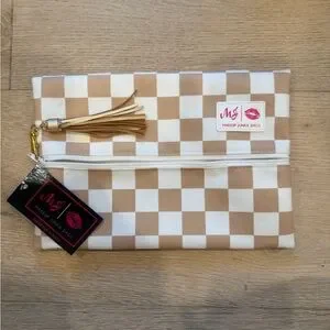 Makeup Junkie Velvet Bag with Gold Hardware NWT